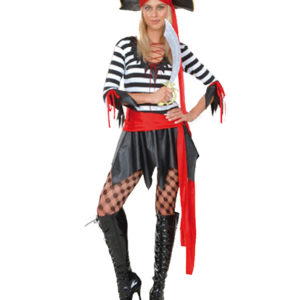 Disfraz Adultos Pirata rojo y negro