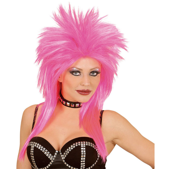 peluca rockstar rosa mujer