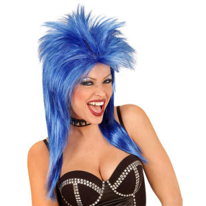 peluca rockstar azul mujer