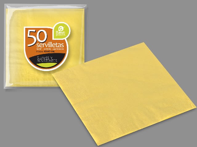 50 servilletas amarillas 2 capas 40x40cm