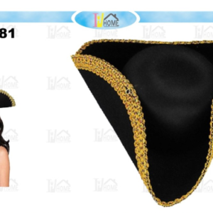 Sombrero Pirata Triángulo C/ Bordes Oro